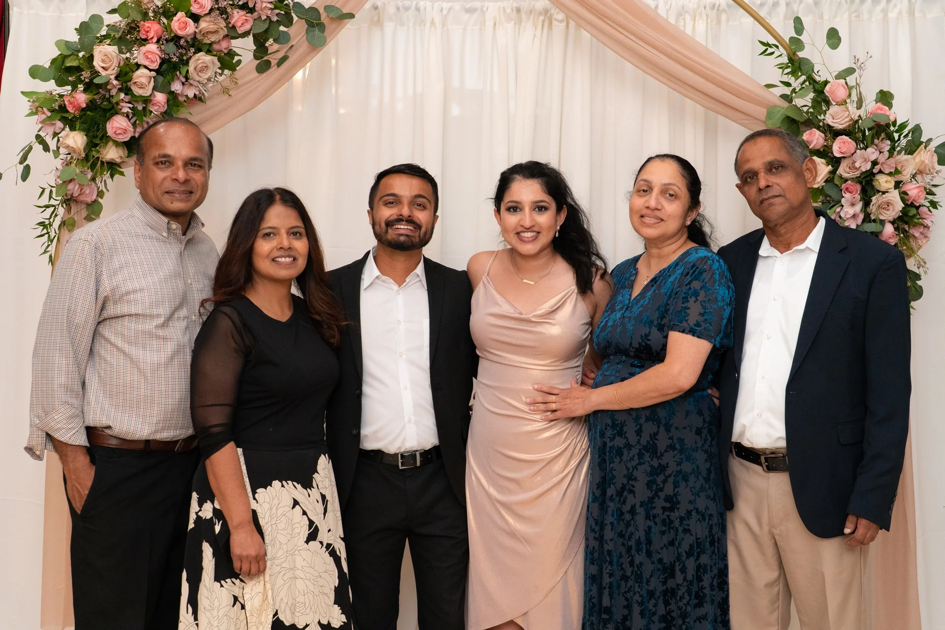 Justin and Angel with their parents at their engagement celebration